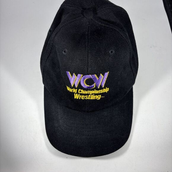 Vintage WCW World Championship Wrestling Embroidered Spellout Strapback Hat Cap - Picture 6 of 7